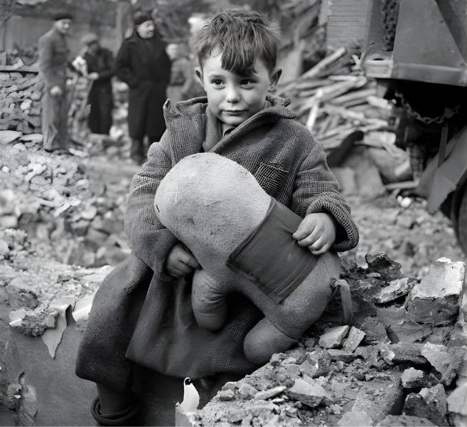 The Photo Of An Abandoned Boy With A Stuffed Animal Amid The 1945 London Bombing Ruins Deeply Touched Millions