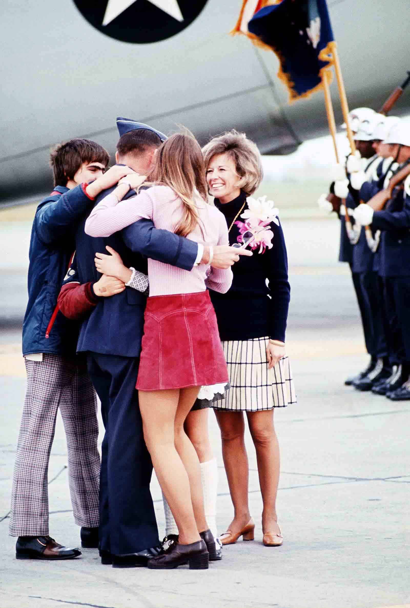 Lt. Col. Robert L. Stirm met his family when he arrived at Travis Air Force Base after being released from prison in Vietnam