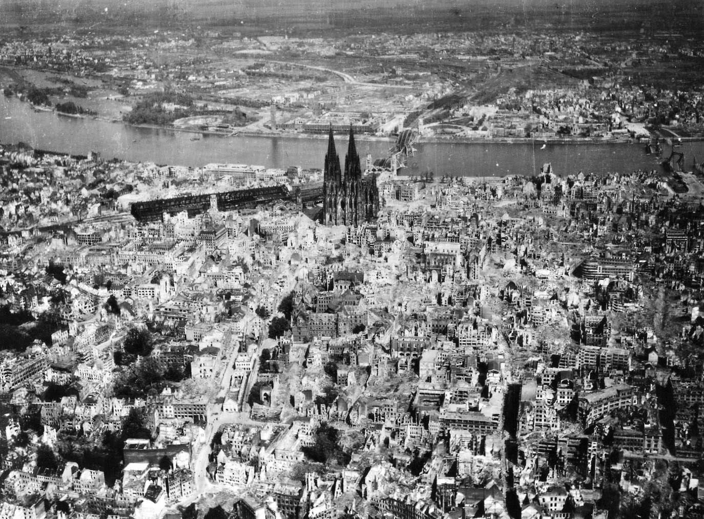 The city of Cologne (Köln) was entirely bombed.