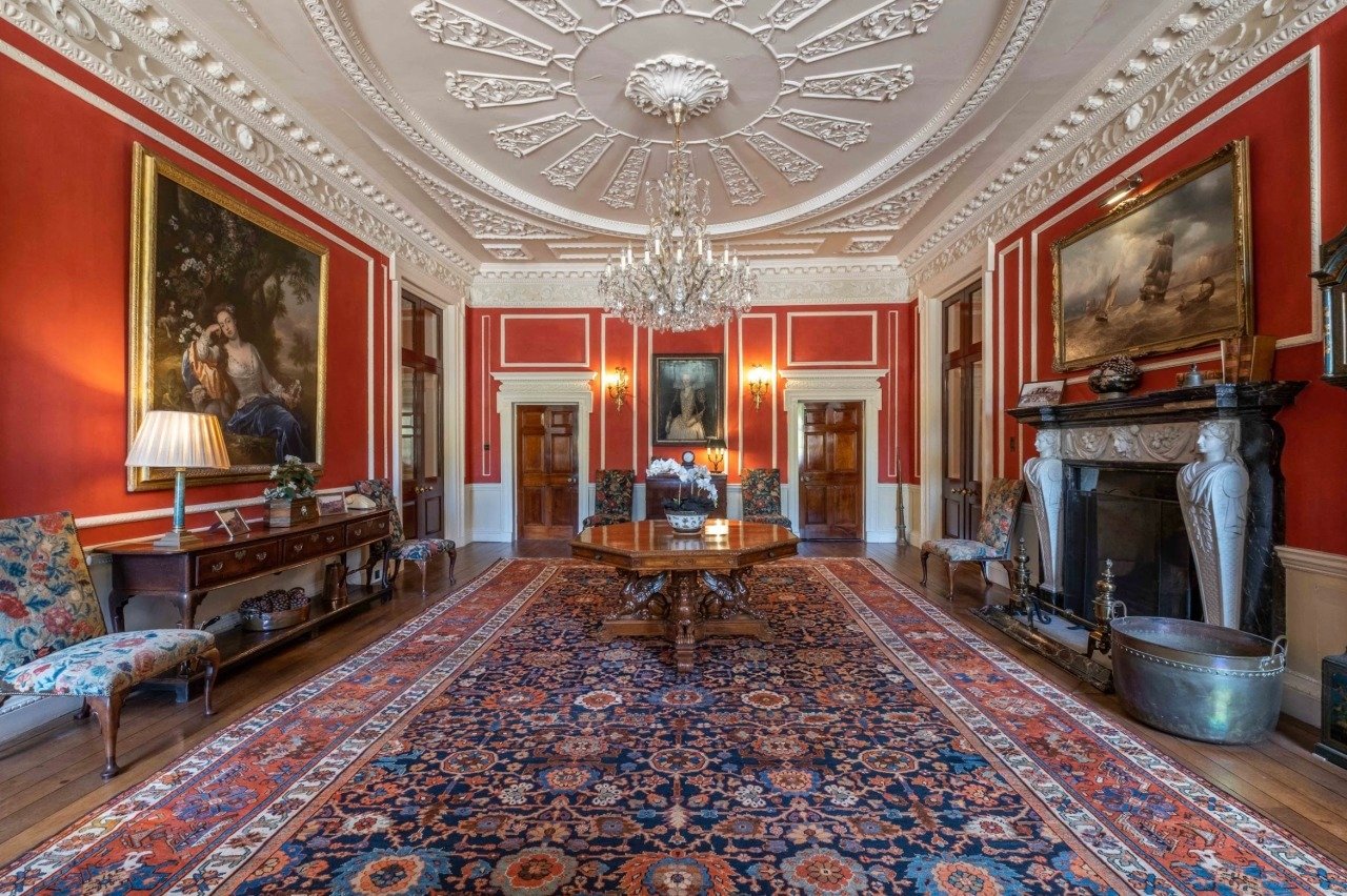 The hallway is just one of the grand rooms in the home
