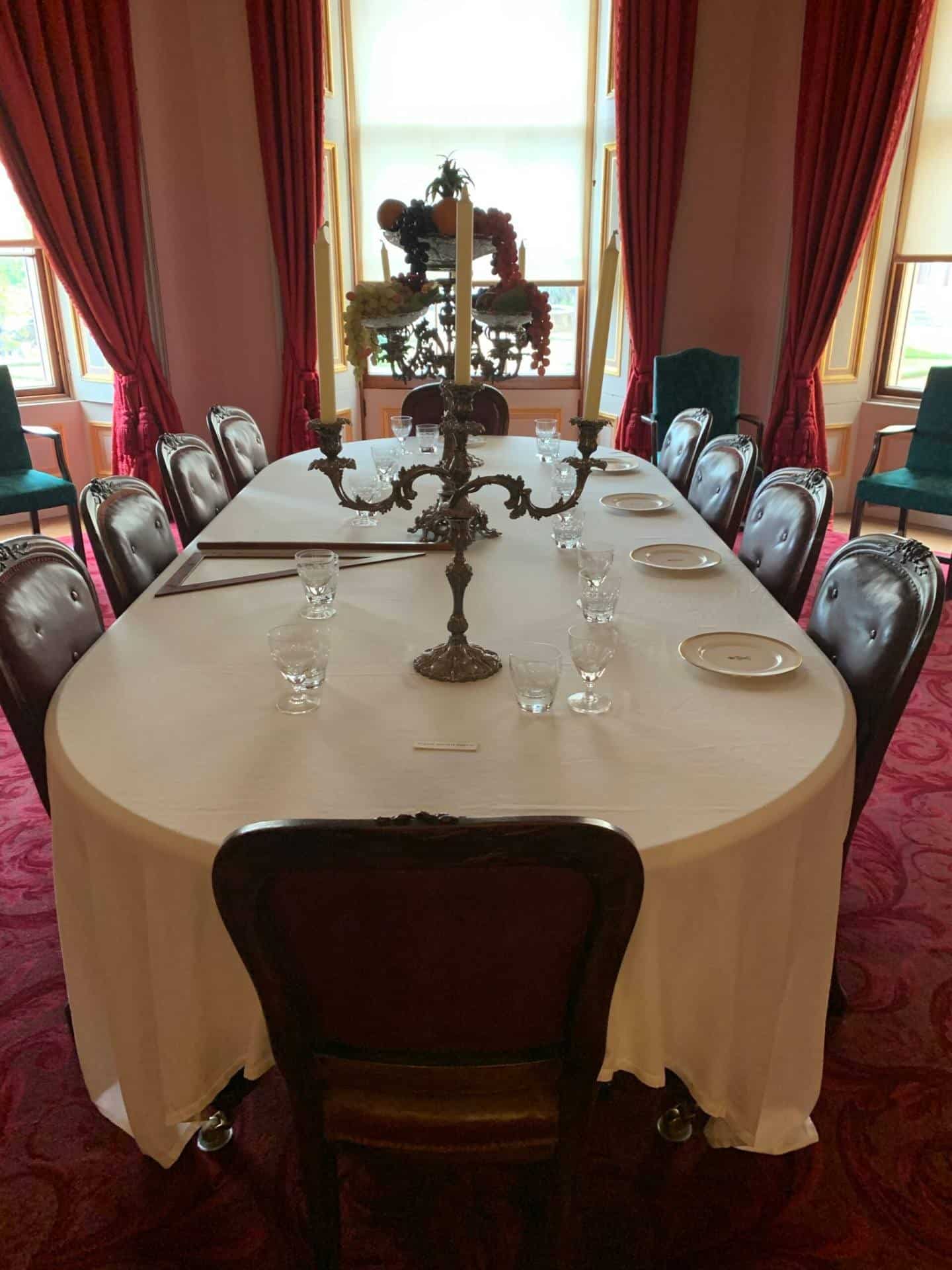 The dining table in the state rooms