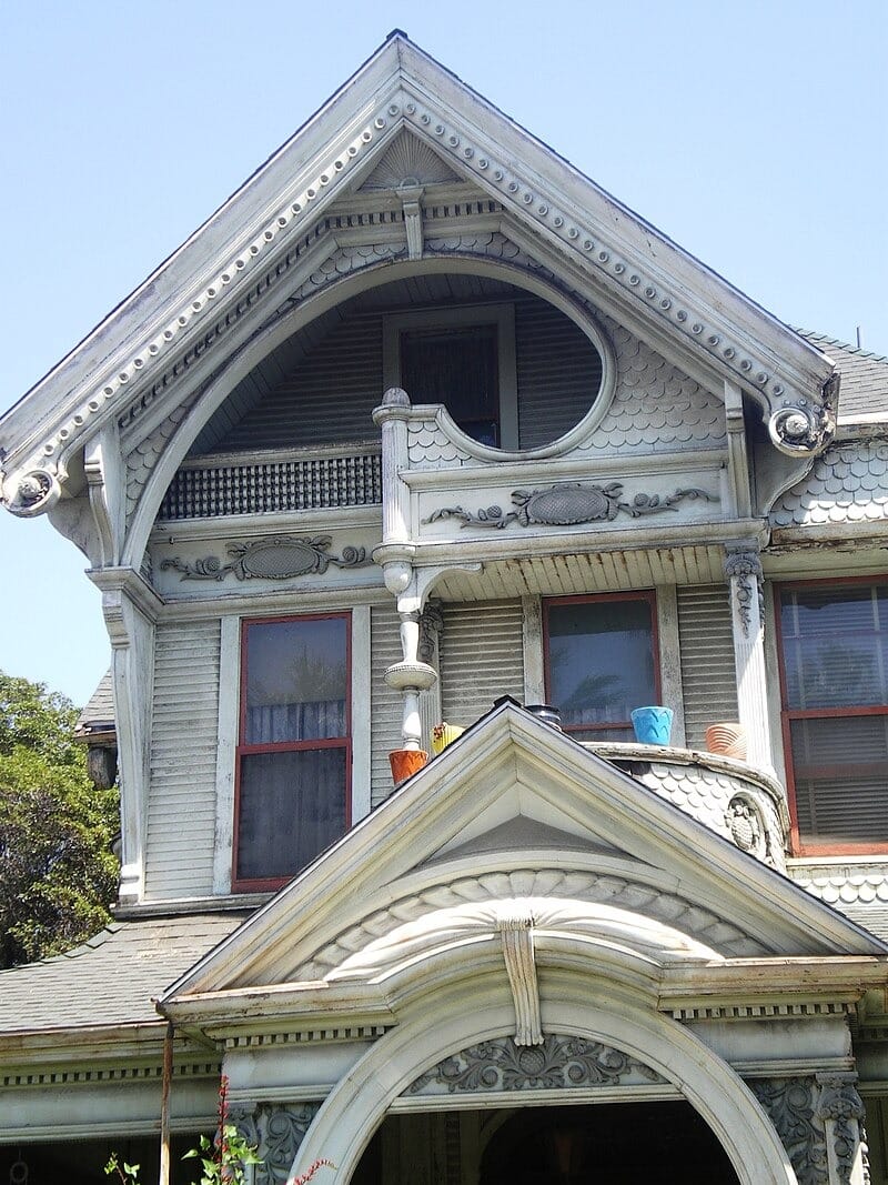 Closeup of the top of the house