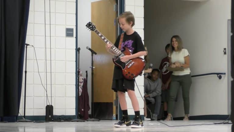 11-Year-Old Julian Wows With Rocking “Thunderstruck” At School Talent Show