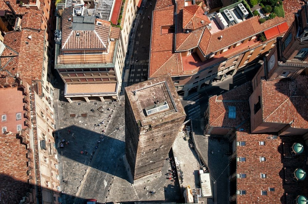 View of Garisenda Tower from the Asinelli Tower