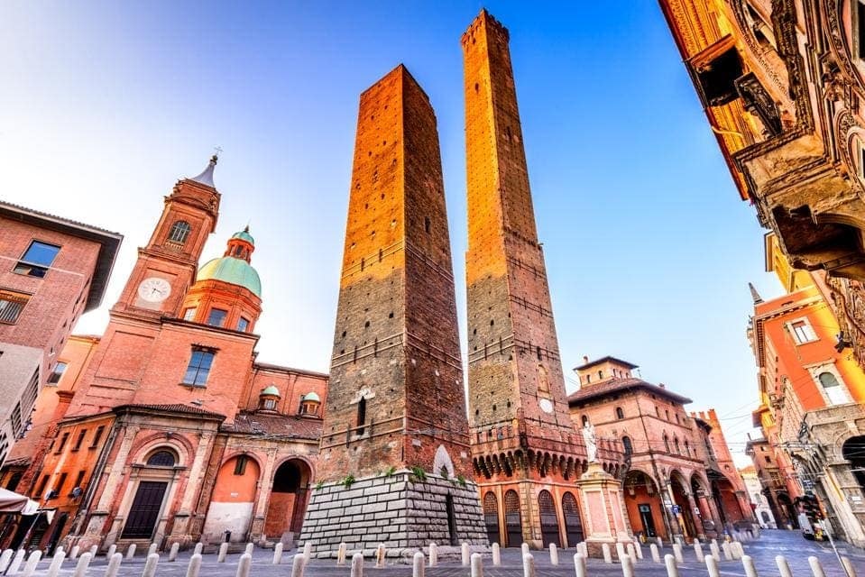 Two Towers (Due Torri), Asinelli and Garisenda in Bologna, Italy