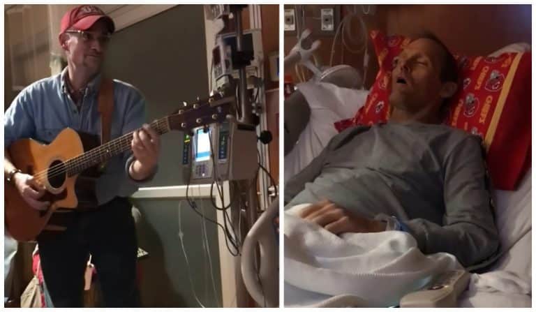 Touching Moment As A Firefighter, Battling Cancer, Sang “The Dance” From Hospital Bed