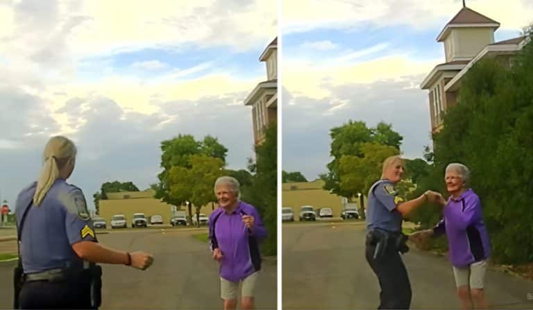 Adorable Scene As A Police Officer Busts A Move With 92-Year-Old Woman