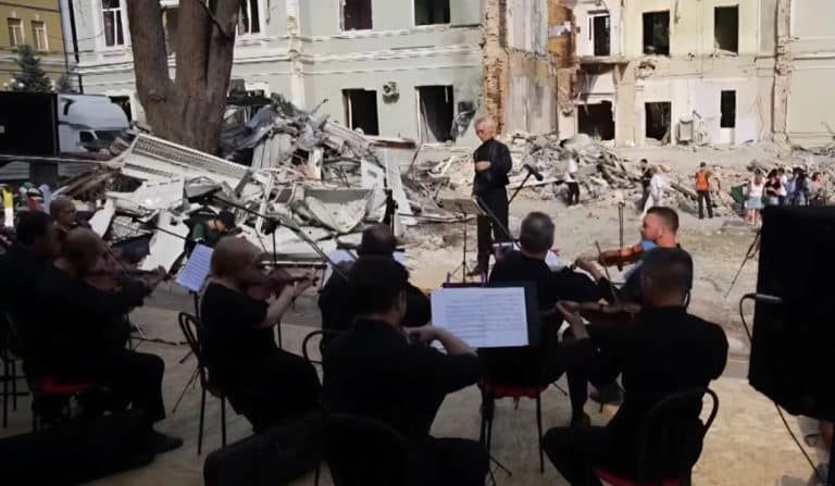 Kyiv Orchestra Brings Hopeful Harmony To Ruined Children’s Hospital With “Ave Maria”