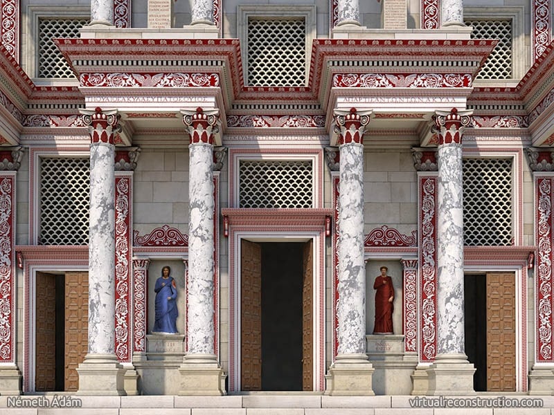 Virtual reconstruction of the Celsus library, close-up of the entrance