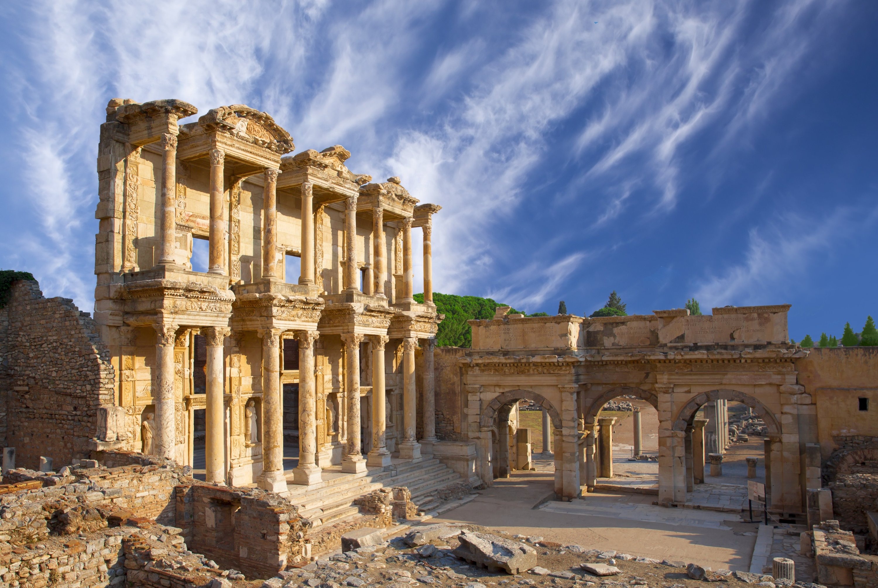 Side view of the Library of Celsus