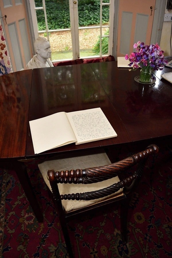 The table where the author sat and wrote through the long winter months