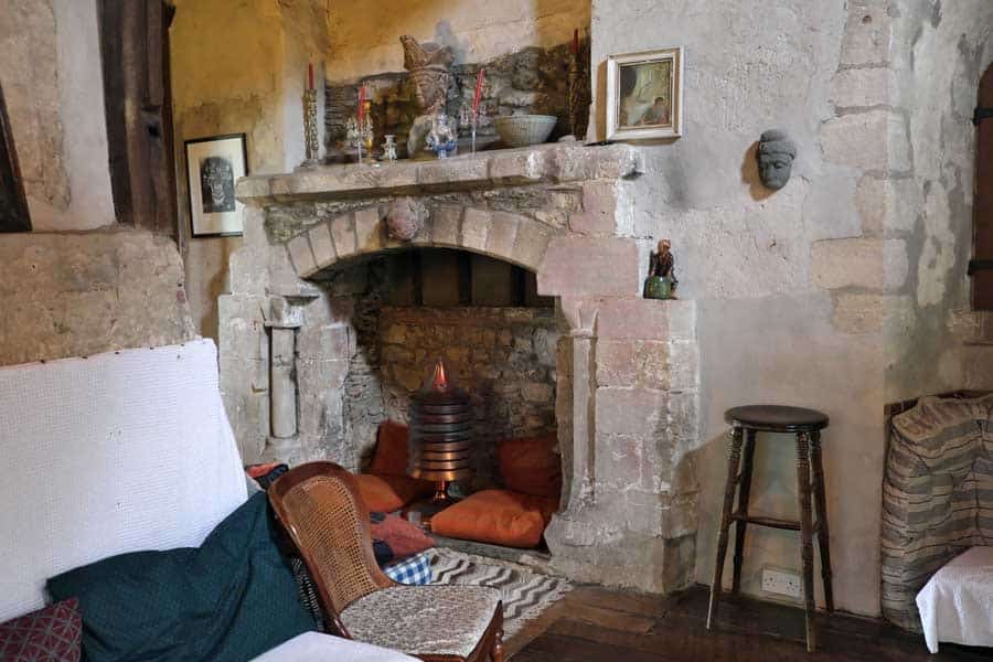 The Norman fireplace in the Music Room