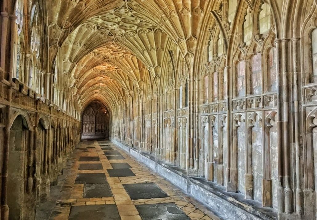 The corridor of Gloucester Cathedral