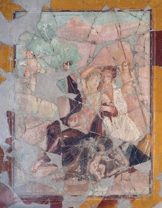 The Bicentenary House, the fresco of Aphrodite and Aris, 1st century AD, Tablinum, Herculaneum, Italy