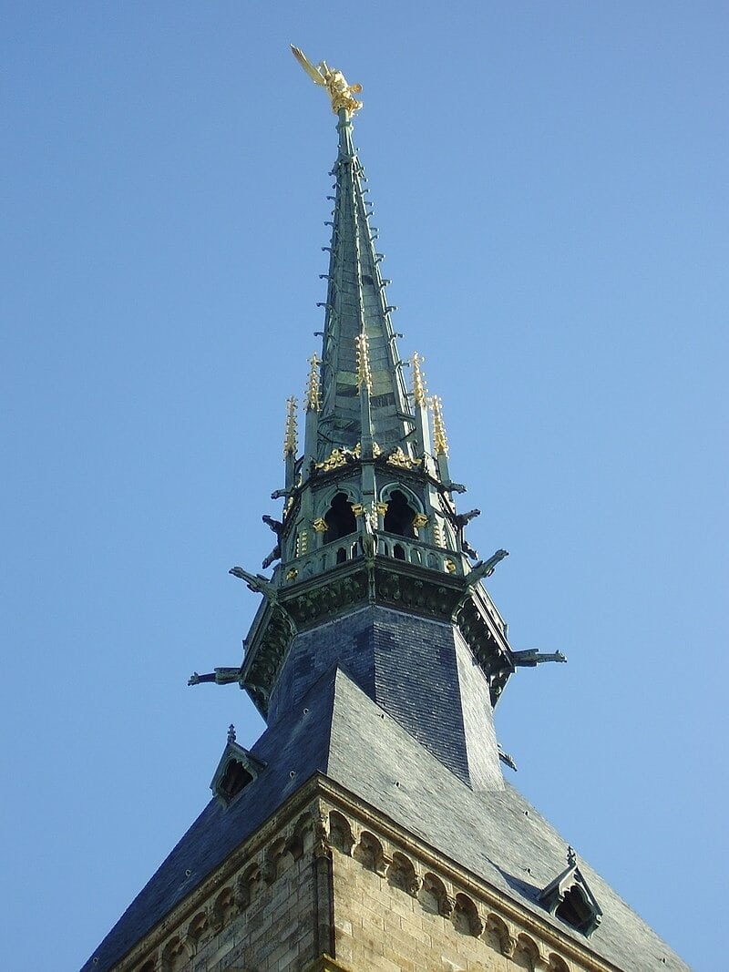 A statue of Archangel Michael atop the spire