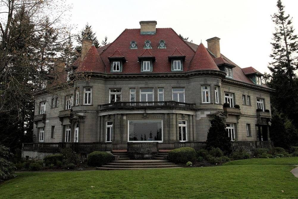 Rear view of Pittock Mansion near Portland, Oregon, United States of America.