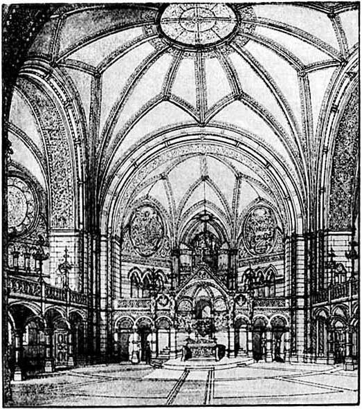 Interior, sketch by architect Johannes Otzen