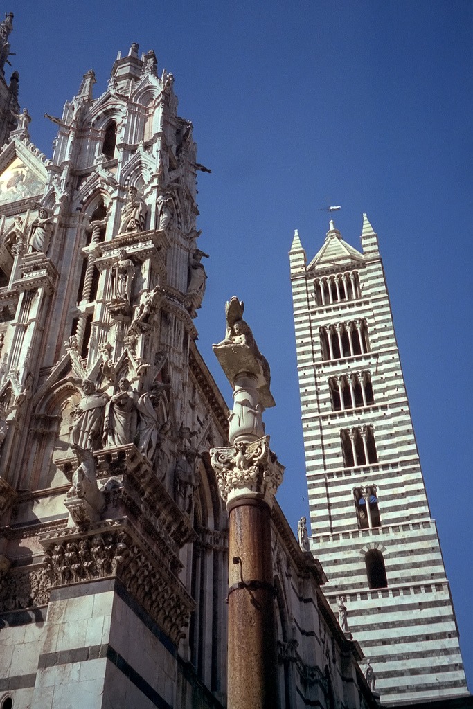 Façade, bell tower, and column