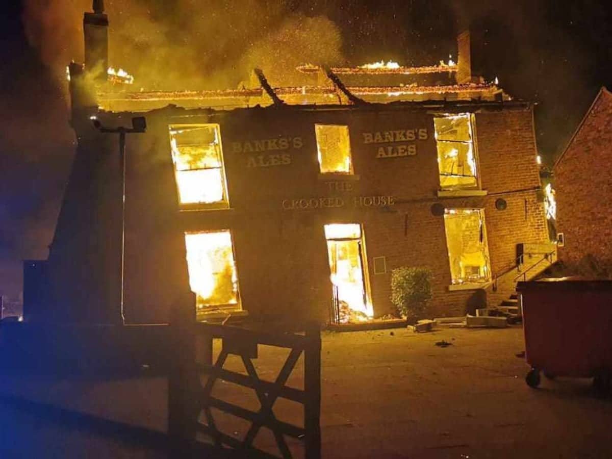 The Crooked House burning on Saturday night 5th August 2023