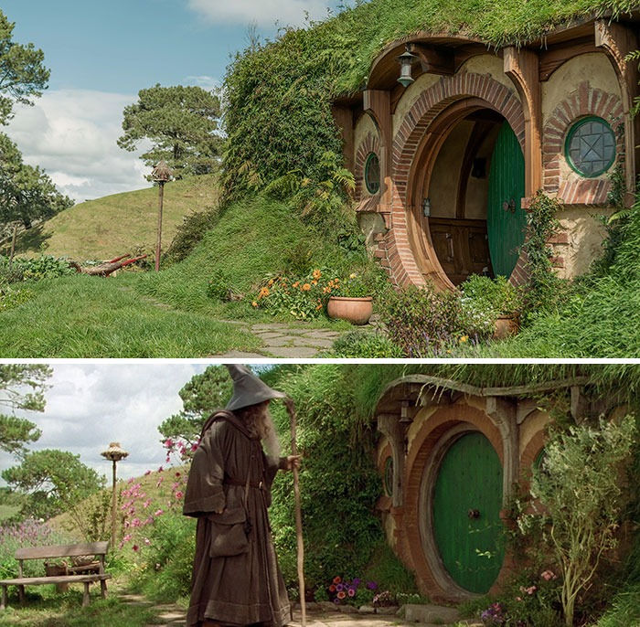 Bag End, Hobbiton, the comfortable underground dwelling of Bilbo and later Frodo Baggins, constructed for Peter Jackson's The Lord of the Rings film series.