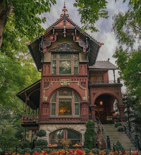 The Hermann Weinhardt House - Chicago, Illinois, USA - Victorian and Bavarian Gingerbread home designed by architect William Ohlhaber in 1888