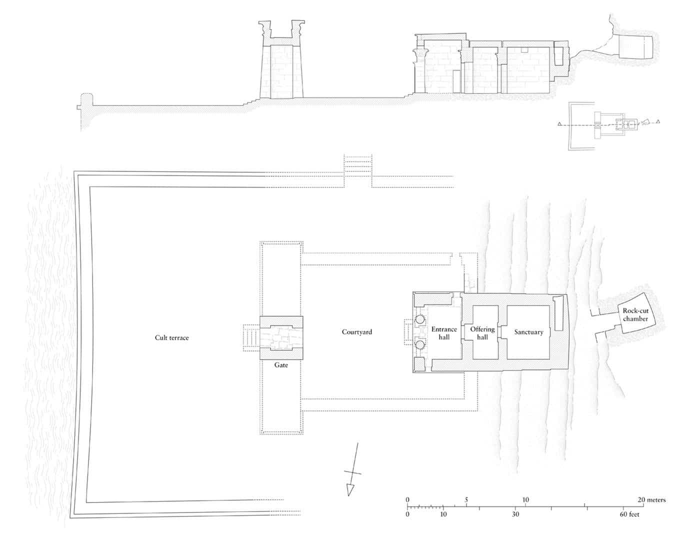 Plan and section of the Temple of Dendur