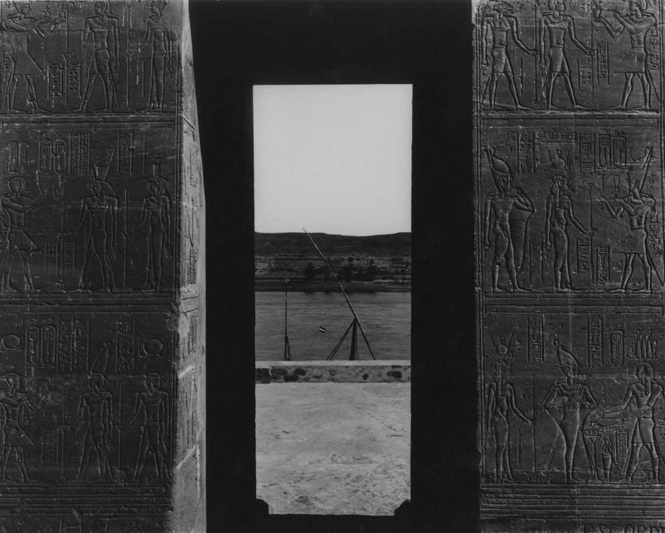 View from the gateway of the Temple of Dendur, looking towards the Nile. Photo by the Center of Documentation of Egyptian Antiquities, no date