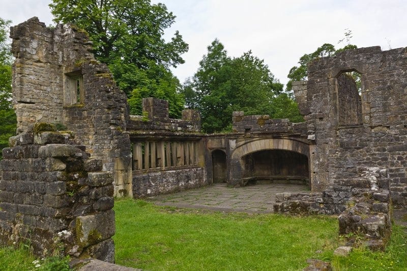 The ruins of Wycoller Hall, Pendle, Lancashire UK