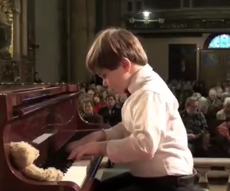 With Teddy Bear By The Side, This 8-Year-Old Boy Played Beethoven Flawlessly