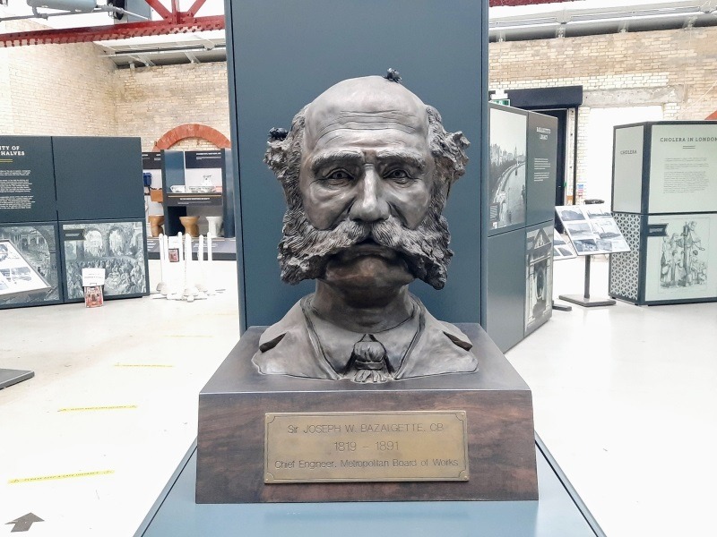 A bust of Sir Joseph Bazalgette in the Crossness Pumping Station museum