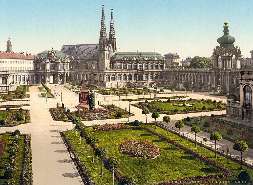 Zwinger park and memorial photochrome print around 1895