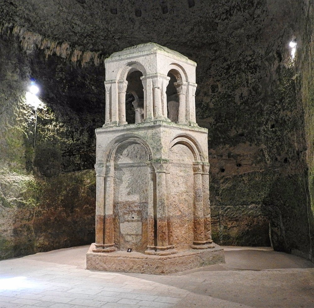 A six-meter-high stone reliquary,