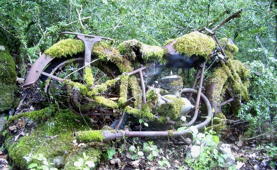 The green motorcycle