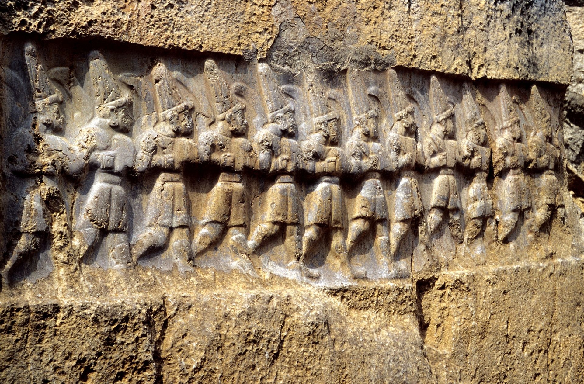 Twelve Hittite gods of the Underworld in the nearby Yazılıkaya, a sanctuary of Hattusa