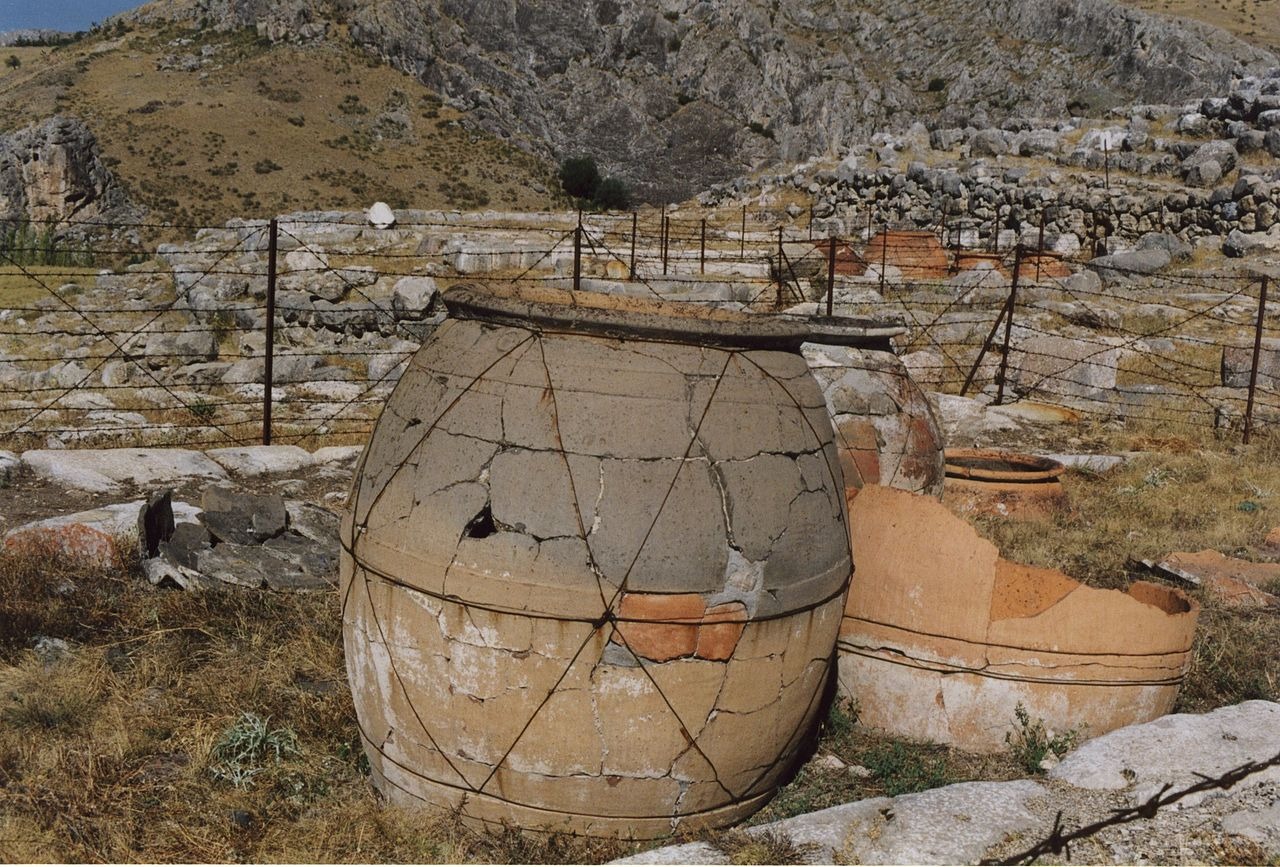 Large pottery at the excavation site