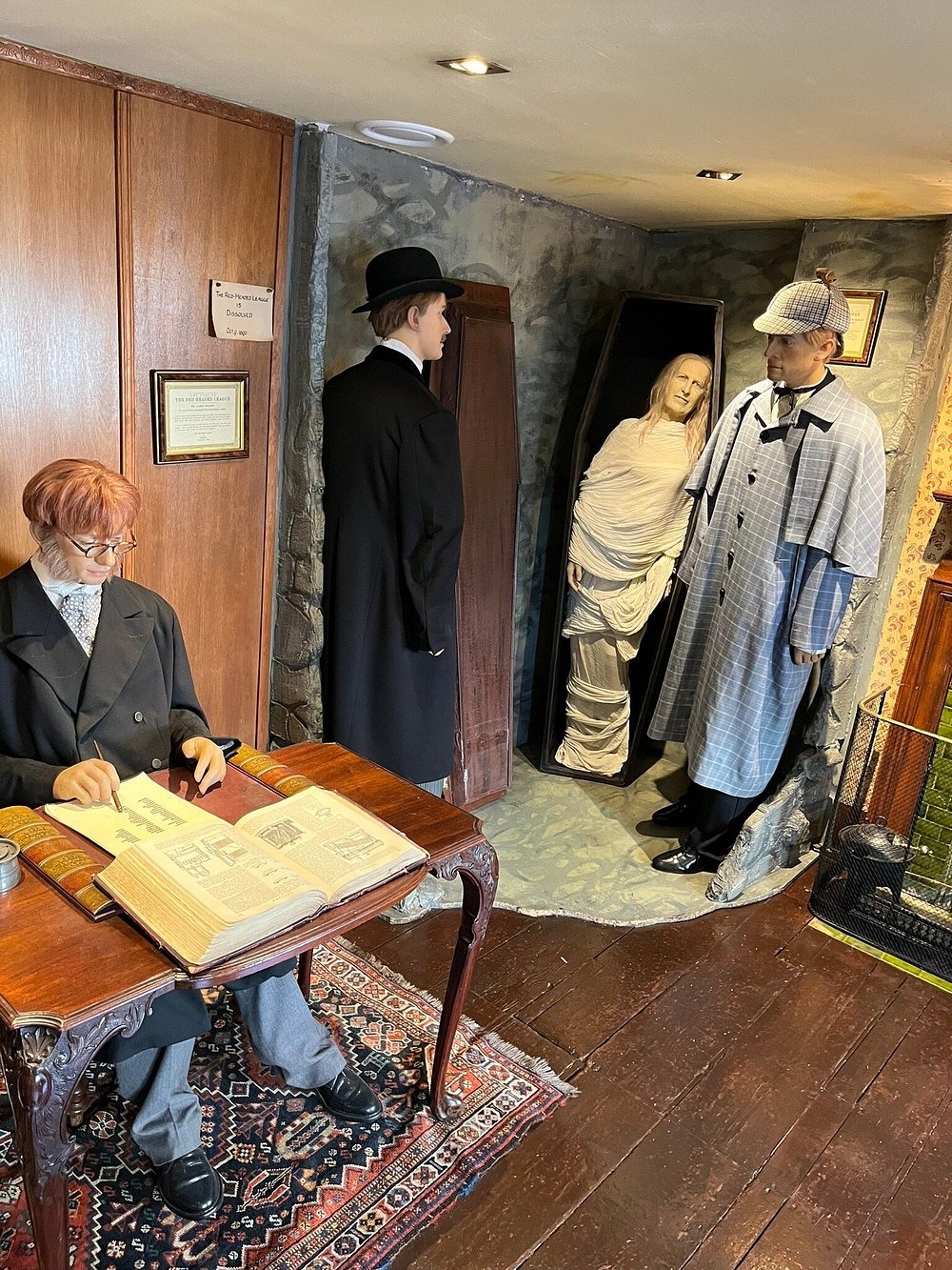 A wax figure of Jabez Wilson, who was rewriting the Encyclopedia Britannica in the story “The Redheaded League”