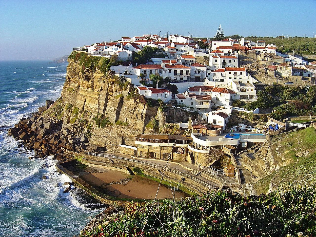 Azenhas do Mar is a seaside town in the municipality of Sintra, Portugal. Picture taken by User:Husond in May 2007