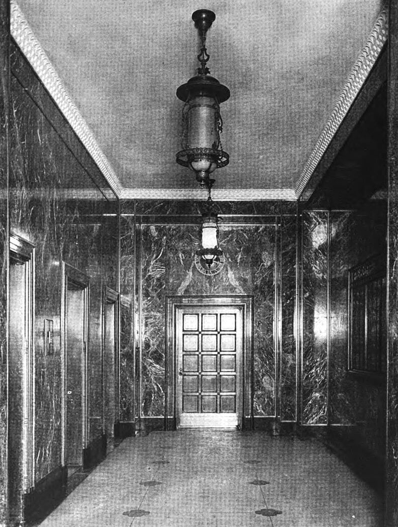 Early photo of the elevator lobby