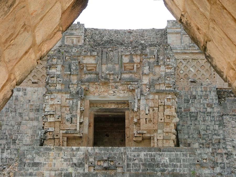 The Temple IV entrance is a Puuc interpretaion of a Chenes monster mouth façade