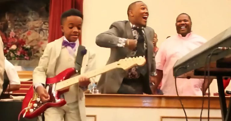 Dad’s Joy Is Uncontainable While Watching His 10-Year-Old Son Rock Out On The Guitar