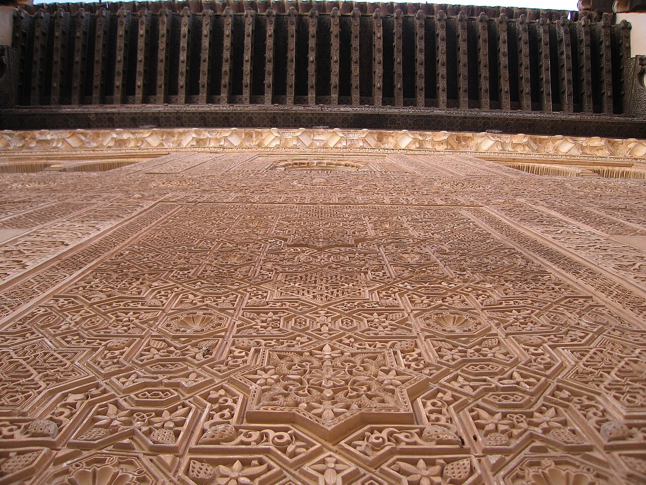 Detail looking up wall, Golden Room patio