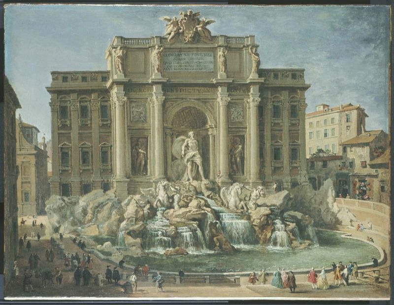 Trevi Fountain in the 18th century, painted by G. P. Panini