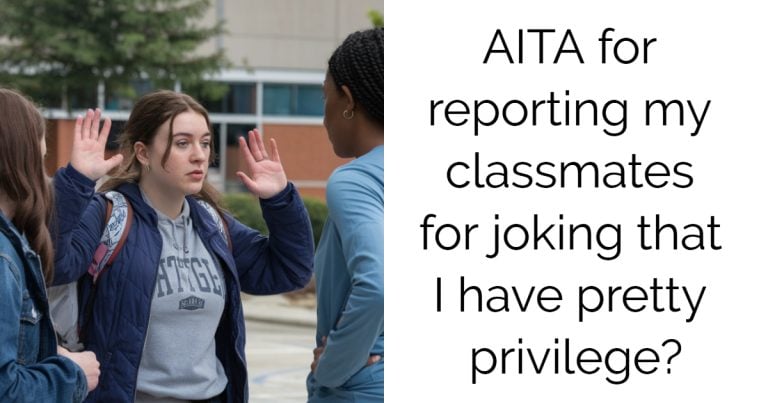 AITA for reporting my classmates for joking that I have pretty privilege?