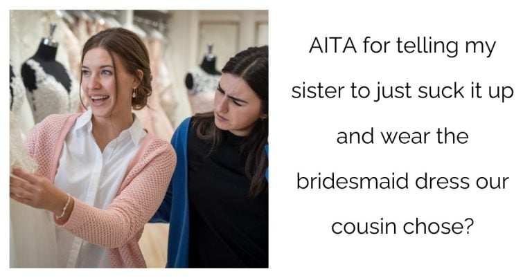 AITA for telling my sister to just s**k it up and wear the bridesmaid dress our cousin chose?