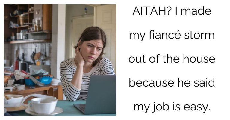 AITAH? I made my fiancé storm out of the house because he said my job is easy ?