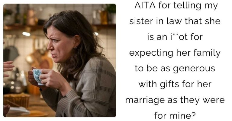 AITA for telling my sister in law that she is an i**ot for expecting her family to be as generous with gifts for her marriage as they were for mine?