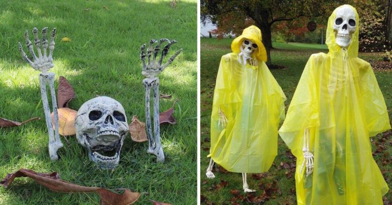 27 Funny Yard Halloween Skeleton Display Ideas