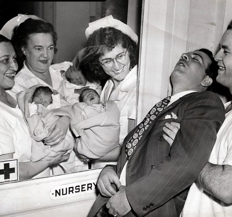 The Story Behind The Viral Photo Of Dad Fainting After Seeing His Newborn Triplets In 1946