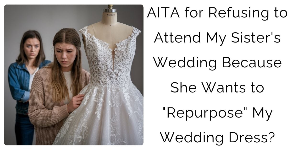 AITA for Refusing to Attend My Sister’s Wedding Because She Wants to “Repurpose” My Wedding Dress?