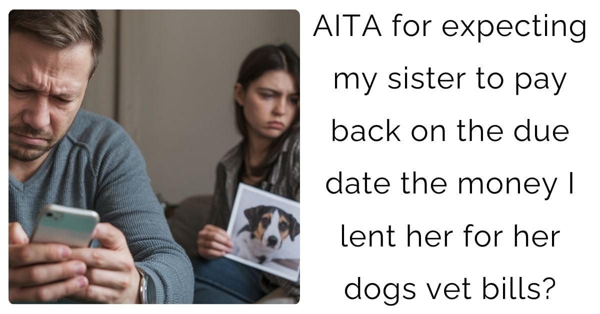 AITA for expecting my sister to pay back on the due date the money I lent her for her dogs vet bills?